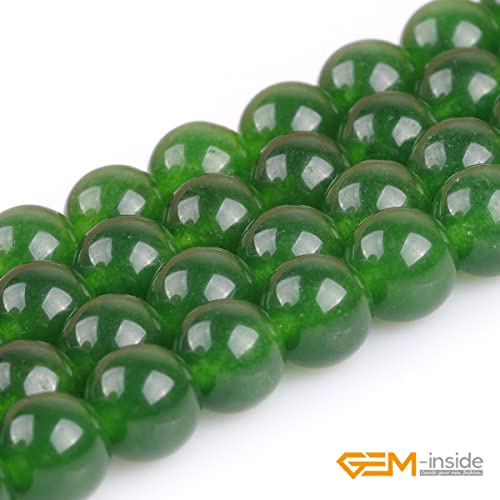 GEM-Inside Natural 8mm Green Taiwan Jade Gemstone Loose Beads Round Crystal Energy Stone Power for Jewelry Making 15" - color: Green Taiwan Jade, size: 8mm