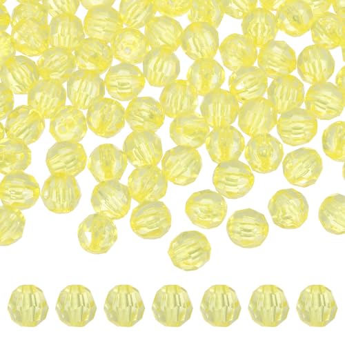 MECCANIXITY 400pcs Czech Faceted Bicone Beads 8mm Glass Spacer Bead Bulk for Jewelry Making & DIY Craft, Lemon Yellow - color: Lemon Yellow
