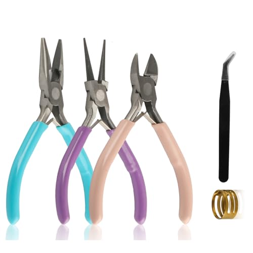 3-Piece Jewelry Pliers Set - Needle Nose, Round Nose & Wire Cutters for Jewelry Making, Wire Crafting & Repair | Professional DIY Tools for Metalwork, Earrings & Bracelets - style: 3-pcs