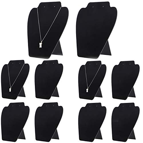 KINJOEK 10 PCS Black Necklace Display Holder, Foldable Velvet Jewelry Easel Display Stand Tower Rack for Shows Business Home - size: 7.07× 8.15 Inch 10PCS