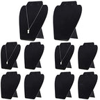 KINJOEK 10 PCS Black Necklace Display Holder, Foldable Velvet Jewelry Easel Display Stand Tower Rack for Shows Business Home - size: 7.07× 8.15 Inch 10PCS