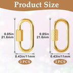 4 Pcs Locking Carabiner Small, Oval Jewelry Carabiner, Silver Carabiner Clasp, Metal Carabiner Necklace for DIY Necklace Bracelets Jewelry Making Hook (Gold, 2 Styles) - color: 4 Pcs-Gold, Style1, Style2