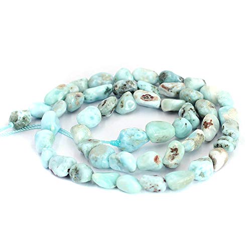 Natural 6x8mm Freeform Mixed Larimar Gemstone Beads Strand 15" Natural Stone for Necklace Bracelet DIY Design