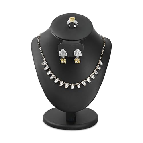 MOOCA Jewelry Display Necklace Chain Bust Display Holder Stand, Necklace Mannequin Bust, Jewelry Stand, Black PU Faux Leather - color: Black PU Faux Leather