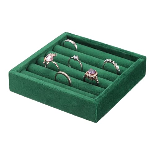 uxcell Stackable Jewelry Storage Tray, Jewelry Tray Drawer Organizer, Small Display Box for Earrings, Necklaces, Rings and Bracelets, Dark Green - color: Dark Green