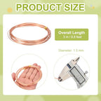 PATIKIL 99.9% Pure Copper Wire for Jewelry Making, 16 Gauge (1.3mm) Copper Craft Wire 9.8 Feet Beading Jewelry Making Supplies for Crafting Wreath Electroculture Gardening - size: 16 Gauge x 9.8 Feet