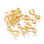 Fashewelry 200pcs Brass Pendant Pinch Bails Golden 8x5mm Inner Diameter Dangle Charm Clasp Clip for Top Drilled Bead Necklace Earring Jewelry Making Pin:0.9MM - color: Golden
