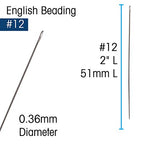 The Beadsmith English Beading Needles, Size 12, 4 Needles per Card, Made in England, Use for Loom Weaving Beadwork, Off-Loom Stitching and Jewelry Making with Seed Beads