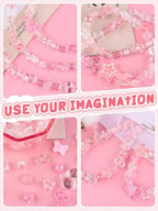 Acrylic Pastel Beads for Jewelry Making, Kalolary Colorful Bow Butterfly Flower Beads Kawaii Plastic Candy Heart Bead Cute Macaroon Aesthetic Bead for Bracelet Necklace DIY Supplies (Pink) - color: Pink