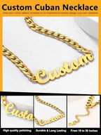 GoldChic JEWELRY Name Necklace Personalized for Men, Womens Custom Name Plate Chain, Stainless Steel Customized Old English Nameplate Choker with Curb Chains Custom, 16 inches to 30 inches - color: Cuban Chain 6 mm - Gold