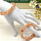 200PCS Glass Beads 8mm Glass Beads for Bracelets Necklaces Jewelry Making DIY Crafts (Orange Red Crackle) - color: Orange Red Crackle