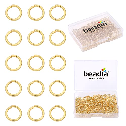 BEADIA 14K Gold Plated Jump Rings Non Tarnish 8mm 300pcs for Jewelry Making Findings - color: 14K Gold, size: 0.7x8mm