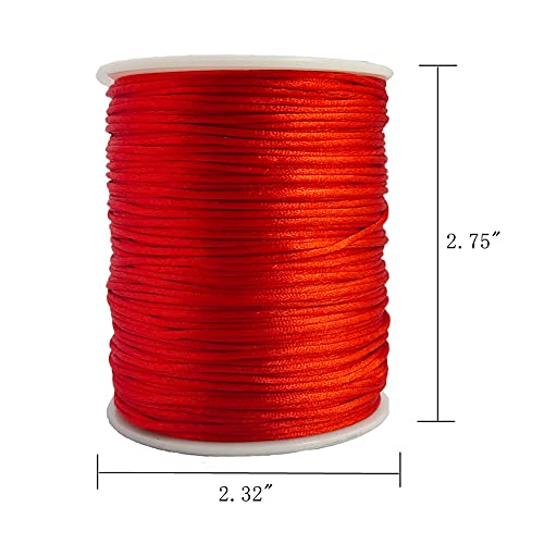 1.5 mm Nylon Satin Cord Beading Braided Thread String for Macrame Bracelets Chinese Knotting,Necklaces,Jewelry Making 109 Yards (Red) - color: Red, size: 1.5mm