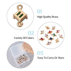 20pcs Cubic Zirconia Links Connectors 10 Color Rhombus Crystal Double Loop Charms Retro Golden Dainty Pendant for DIY Jewelry Bracelets Necklaces Keychain Making