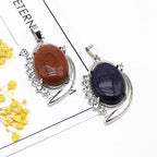 QSLLER 5PCS Natural Opal Rose Quartz Stone Pendant Agate Tiger Eye Stone Healing Crystal Charms for Jewelry Making DIY Necklace Earrings