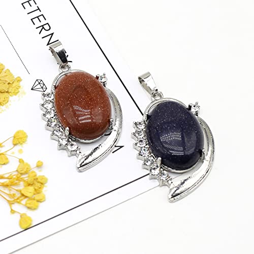 QSLLER 5PCS Natural Opal Rose Quartz Stone Pendant Agate Tiger Eye Stone Healing Crystal Charms for Jewelry Making DIY Necklace Earrings