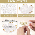 100pcs Cherry Blossom Beads, 5-Petal Gradient Acrylic Flower Beads, Mini Spacer Hair Accessories Halloween Christmas for Bracelets Earring Jewelry Making- White - color: White-B Styles