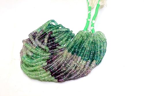 Natural Fluorite Smooth Heishi Wheel Beads, Green Purple Multi-Color, 4.5-5.5mm, 16 Inch Strand
