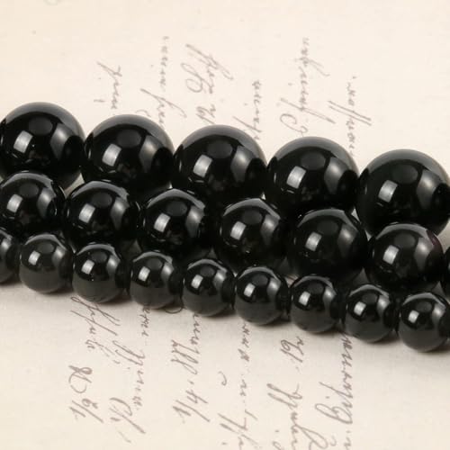 About 60pcs 6mm Natural Stone Beads Black Obsidian Beads Crystal Gemstone for Jewelry Making, DIY Bracelet Necklace - color: Black Obsidian, size: 6mm