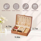 Travel Jewelry Case Small Wood Jewelry Organizer Jewelry Box for Women (Nut-Brown Print C) - color: Nut-Brown Print C