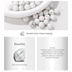Vinswet 45pcs 8mm Howlite Natural Stone Beads Round Genuine Real Stone Beading Loose Gemstones DIY Smooth Bead for Bracelet Necklace Earrings Jewelry Making - color: Howlite, size: 8mm