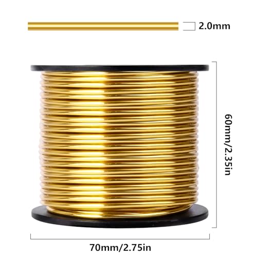 Aluminum Craft Wire, 95 Feet 2.0mm/ 14 Gauge Light Gold Bendable Soft Metal Aluminum Wire Roll Bulk for DIY Crafts Sculpting Jewelry Making - color: Light Gold, size: 14 Gauge