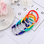 Rainbow Heishi Surfer Bracelets Set for Women Stackable Clay Beaded Bracelets Disc Stretch Preppy Bracelets Layering Colorful Friendship Bracelets Team Cheer Bulk Boho Summer Beach Jewelry Gift - style: BESTIE