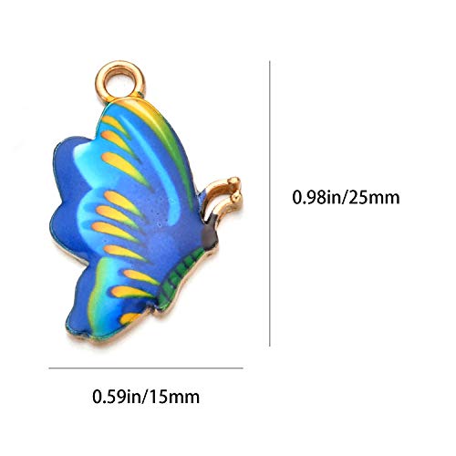 30 Pcs Mixed Color Alloy Enamel Butterfly Charms Pendant for Earrings Bracelets Necklace DIY Making Jewelry Making Accessories