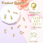 Gelirda 11Pcs Mixed Styles S Hook Ring Toggle Clasps Stainless Steel End Clasps Connectors for Jewelry Making Bracelet Necklace