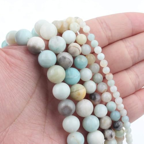 Stone Beads, 45pcs Amazonite, 8mm Round Loose Beads for Jewelry Making, Bracelets, with Bag, String & Card - color: Amazonite, size: 8mm