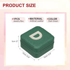 PATIKIL Travel Jewelry Case,D Initial Small Travel Jewelry Box Organizer Rings Earrings Storage Case Personalized Gifts for Women Girls Birthday Christmas Bridesmaid Gifts,Dark Green - style: D