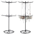 2 Pcs Jewelry Stand Organizer, 2 Tier Rotating Rack Metal Necklace Organizer Black Jewelrys Keychain Display for Vendors Jewelry Earring Bracelet Display Supplies