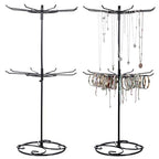 2 Pcs Jewelry Stand Organizer, 2 Tier Rotating Rack Metal Necklace Organizer Black Jewelrys Keychain Display for Vendors Jewelry Earring Bracelet Display Supplies