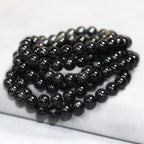 8mm Natural Gemstone Stretch Bracelet, Handmade Unisex Crystal Bracelets for Meditation, Yoga, Spiritual Healing & Positive Energy - color: Black Tourmaline