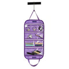 Travel Foldable Jewelry Rolls Bag Storage Pouch Hanging Jewelry Organizer with 8 Zippered Clear Pockets for Earrings Rings Necklaces Bracelets Watchbands (Purple)