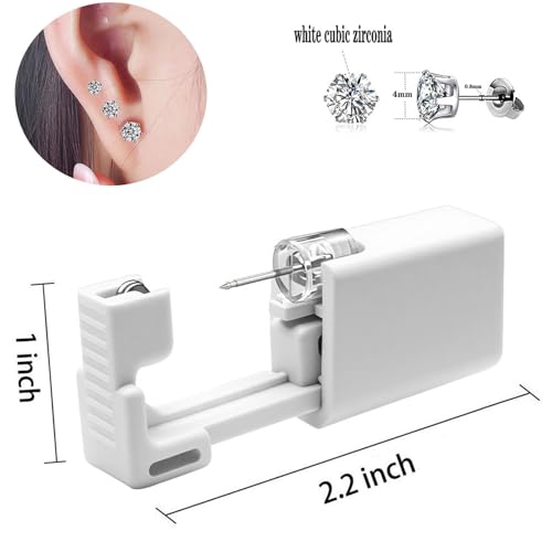 4 Pack Ear Piercing Gun Kit, Disposable Ear Piercing Gun with Silver Earring Studs Safety Ear Piercing Gun Kit Tool - size: 4mm