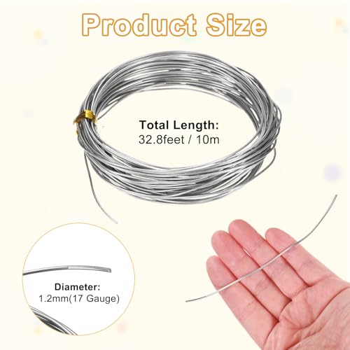 M METERXITY 17 Gauge Stainless Steel Craft Wire, 1.2mm 32.8 ft Bendable Floral Snare Wire for Jewelry Making/Sculpting/Armature Crafting/Floral Bonsai/DIY Crafts - size: 17 Gauge x 32.8 ft
