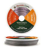 Mandala Crafts 49 Strand Beading Wire for Jewelry Making - 65 FT 20 Gauge Stainless Steel Braided Tiger Tail Wire for Bead Stringing - size: 49 Strands 20 Gauge 0.8MM 65FT