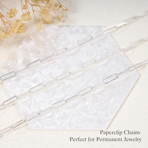 GTVOODX Chunky Paperclip Chain Roll Silver 4 Meters Stainless Steel Handmade Paper Clip Link Chains Spool Bulk for Women Jewelry Making with Lobster Clasps Jump Rings - color: Silver Thick Paperclip Chains