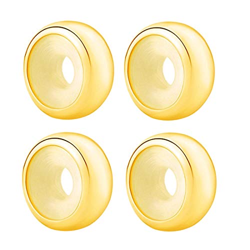 Clip Stopper Charms Sterling Silver Rondelle Spacer Bead Charm Stopper Charm for Pandora Charm Bracelets - color: Gold-Plated (4 pcs)