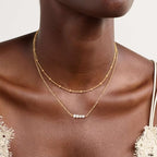 MEVECCO Dainty Gold Chain Choker Necklace 14K Gold Plated Handmade Boho Cute Tiny Beaded Link Choker Necklace Delicate Simple Minimalist Choker Necklace for Women - style: Gold Satellite Bead