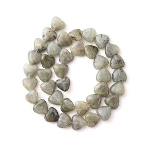 10mm Natural White Labradorite Stone Beads Heart Shape DIY Loose Gemstone Energy Healing Crystal Charms for Jewelry Making Handmade - color: White Labradorite