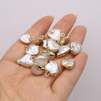 10PCS Natural Pearl Pendants Irregular Multiple Shapes Cultured Freshwater Baroque Pearl Charms for Jewelry Making Gift - color: 14x12mm