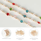 KYUNHOO 3 Meters Pearl Chains for Jewelry Making, Mixed Color Rhinestone Beaded Chains Bulk with Jump Rings and Lobster Clasps for Crafts DIY Supply Findings - color: Gold