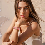 Turandoss Mothers Day Gifts for Daughter Teen Girls Kids - 5PCS 14K Gold Plated Dainty Beaded Bracelet Set Stack, Colorful Letter Charm Stretch Bracelets Beads Ball for Teen Daughter Jewelry Gifts - color: A.