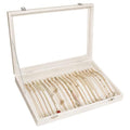 Siveit Necklace Organizer Box Premium 20 Hooks Velvet Necklace Display Jewelry Tray with Transparent Lid Jewelry Necklace Display Box for Necklace Pendants Suitable for Women and Girls (Beige) - color: Beige