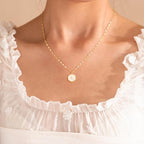 Mothers Day Gifts for Mom Cross Necklace for Women Dainty 14K Gold Plated Cross Coin Necklace Simple Round Disc Pendant Minimalist Cute Charm Everyday Religious Jewelry Gifts - style: sequin chain