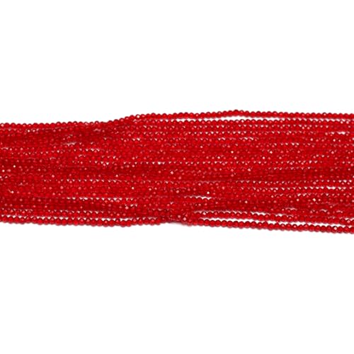 10 Strands Spinel Beads Artificial Faceted Small Round Loose Beads 3mm 15 inch for Jewelry Making Charms Necklace Bracelet - color: Red