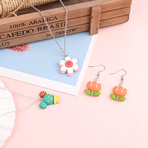 Cheriswelry Cup Cake Resin Pendants Lovely Food Sweet Dessert Dangle Charms Links Hanging Ornament with Metal Loop Fruit Pendants for Key Chains Bracelet Necklace Jewelry Making - color: Mixed Color-Flower*3