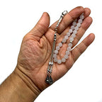Natural Stone Worry Beads (8mm -33 Pieces) - Prayer Beads (Natural White Jade) - color: Natural White Jade Frosted Beads